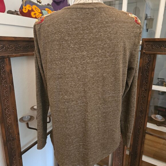 Zara Woman Olive Green Embroidered Top, Sz M - Picture 3 of 7